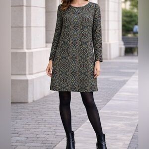 PrAna XL Olive Boho Paisley Tunic Dress Long Sleeve